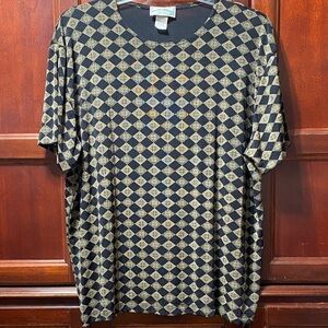 Frazier Lawrence Vintage plus size 3X Black and Tan Checkered short sleeved Tee
